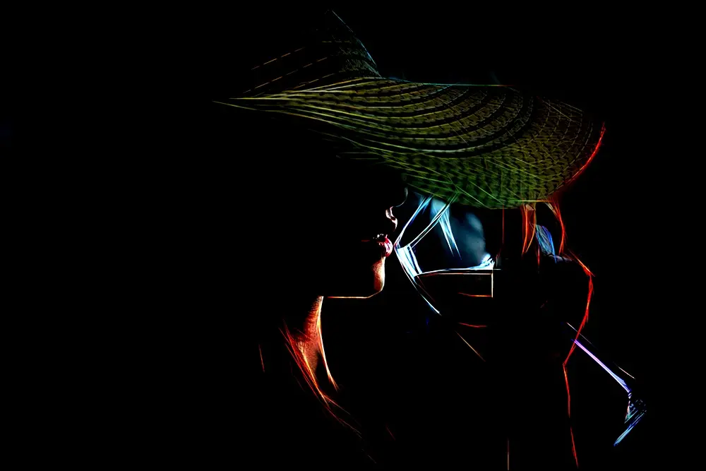 Romantic couple engaging in deep conversation during a date night.