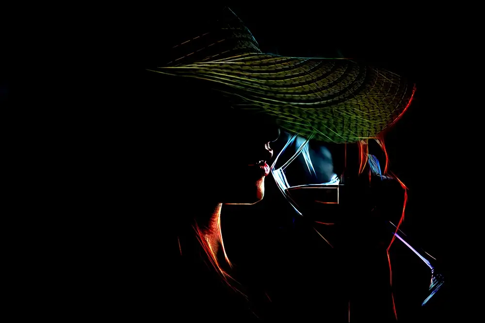 Romantic couple engaging in deep conversation during a date night.