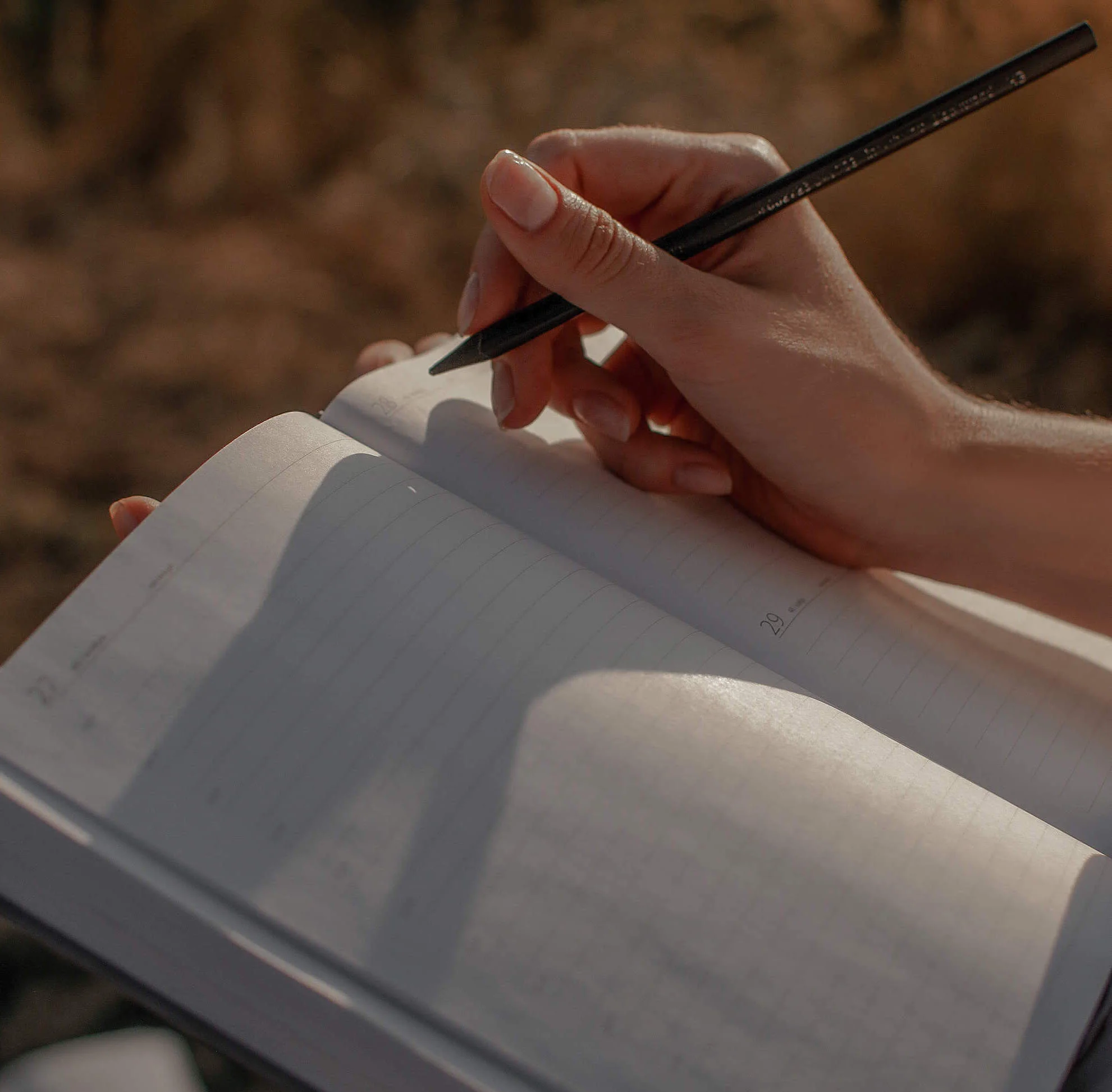 A person writing in a journal